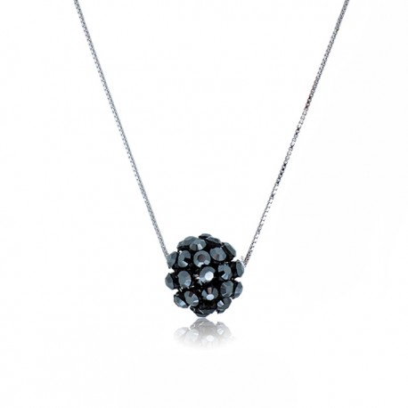 Kelvin Gems Glam Small Black Diva Ball Pendant Necklace m/w SWAROVSKI Elements