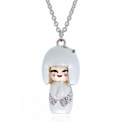 Kelvin Gems Glam White Kimi Doll Pendant Necklace m/w SWAROVSKI Elements