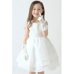 Sweet Embroidered Puffy Flower Girl Ball Gown