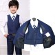 Luxury 5Pcs Little Boy/Man Coat Vest Set with Tie-Blue