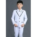Luxury 5Pcs Little Boy/Man Coat Vest Set with Tie- White