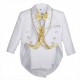 Boys' 5 Pieces Formal Gold Vest Tuxedo Suit With Tail Christening Outfit 1-4y White
