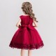 Elegant Rose Girl Ribbon Gown Maroon