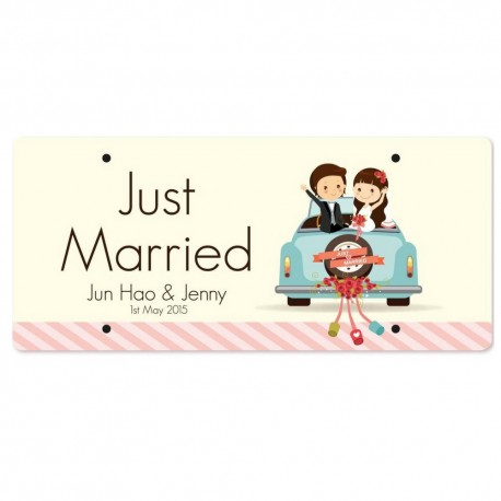 Just Married Personalized Printed Car Plate - Blissful Bumper
