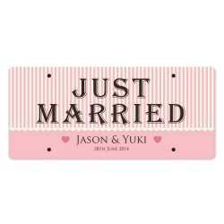 Just Married Personalized Printed Car Plate - Linear Romance