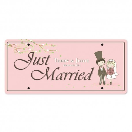 Just Married Personalized Printed Car Plate - Love Knot